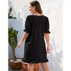 Womens V Neck Summer Dress Front Tie Detail Ruffle Trim Tunic Dress Ruffled Short Sleeve Pleated Pullover Sundress - Black,M - 2 of 4