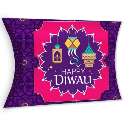 Big Dot of Happiness Happy Diwali - Favor Gift Boxes - Festival of Lights Party Large Pillow Boxes - Set of 12