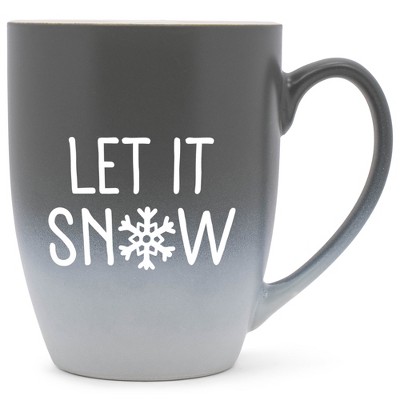 Elanze Designs Let It Snow Baby Let It Reindeer Two Toned Ombre Matte Gray and White 12 ounce Ceramic Stoneware Coffee Cup Mug