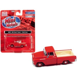 1955 Chevrolet Cameo Pickup Truck Red and Ivory 1/87 (HO) Scale Model Car by Classic Metal Works - 1 of 3