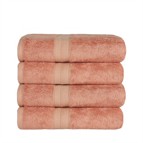 4 Piece Bath Towel Set, Rayon From Bamboo And Cotton, Plush And Thick,  Solid Terry Towels With Dobby Border, Cocoa - Blue Nile Mills : Target