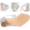 Perphy Women's Glitter Open Toe Criss Cross Strap Chunky Heel Sandals - 3 of 3