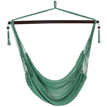 Sunnydaze Modern Boho-Style Soft-Spun Polyester Rope Hanging Caribbean XL Hammock Chair for Yard, Balcony, and Garden