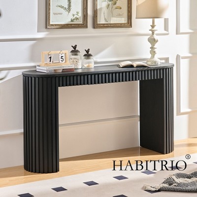 59.05"W Modern Console Table With Drawer, Entryway Table with Unique Vertical Stripe Design - HABITRIO