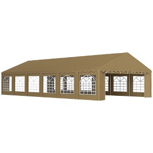 Outsunny 20' x 40' Heavy Duty Party Tent, Galvanized Outdoor Canopy Tent with Removable Sidewalls, 12 Windows and 2 Doors, Brown - 1 of 4