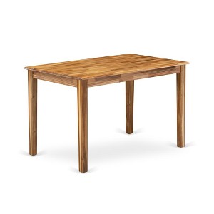East West Furniture,Wooden Dining Table - Natural Rectangular Table Top Surface and Asian Wood Dinner Table 4 Legs - Natural Finish - 1 of 4