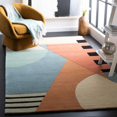 Handmade Multicolor Wool 5' x 8' Geometric Area Rug