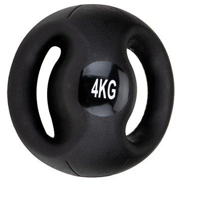 Mind Reader Medicine Ball with Handles, Black, 4 kg, 8.8 lb.