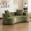 Moon-Shaped Sofa with Deep Seat, Modern Chenille Fabric Sleeper Sofa, Non-Assembly Foam Compression Sofa, Yellow/Green - ModernLuxe - 4 of 4