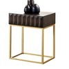 19" Side Table with Concealed Drawers, Textured Front Panels, and Gold Steel Legs for Contemporary Living Room - 2 of 4