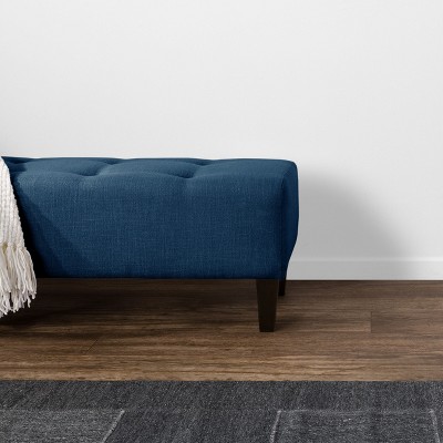 Rosewell Navy Blue Button-Tufted Soft Fabric Bedroom Bench