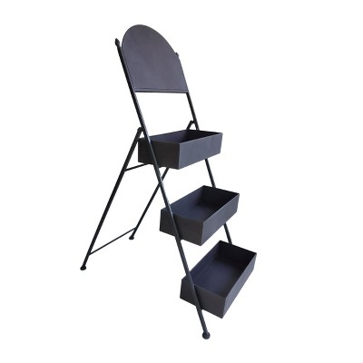 VIP Metal 31.5 in. Gray 3 Tier Planter with Chalkboard