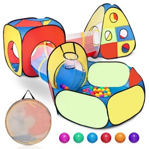 SUGIFT Kids Play Tent with 2 Tunnels and Ball Pit 4 in 1 Pop Up Playhouse Set - 1 of 4