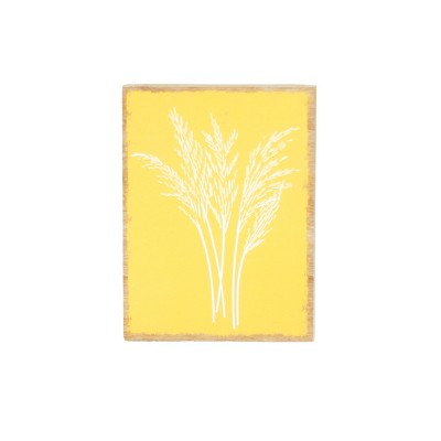 VIP Wood 9.5 in. Yellow Floral Pattern Wall Art