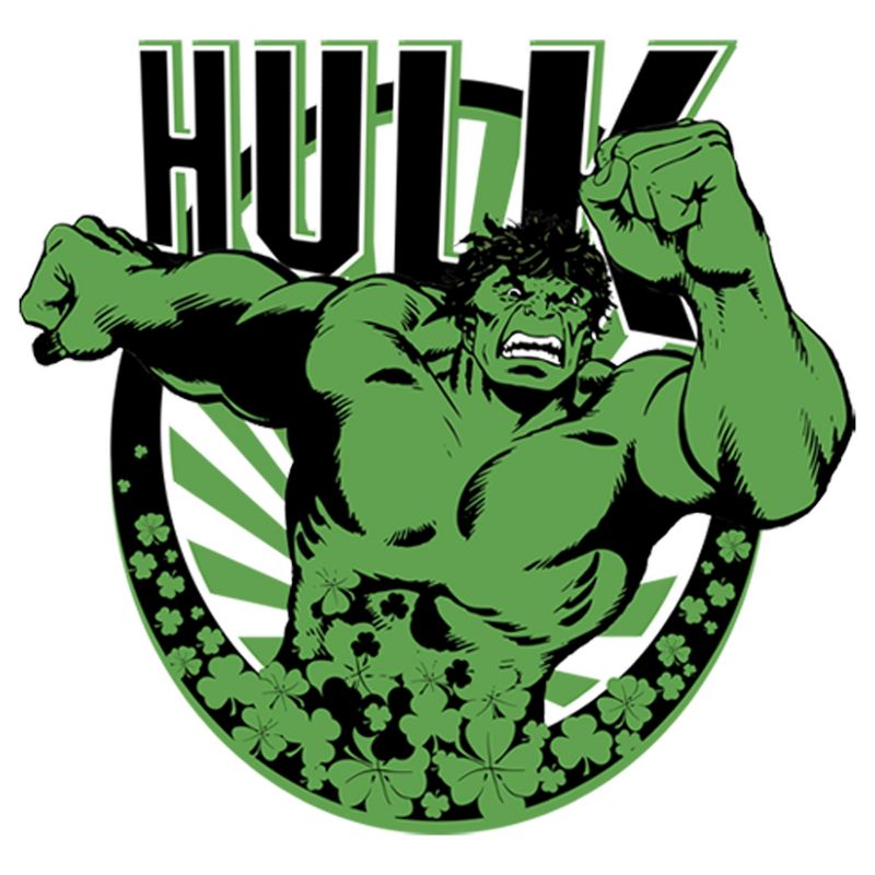 Men's Marvel St. Patrick's Day Hulk Running Shamrock Pull Over Hoodie, 2 of 5