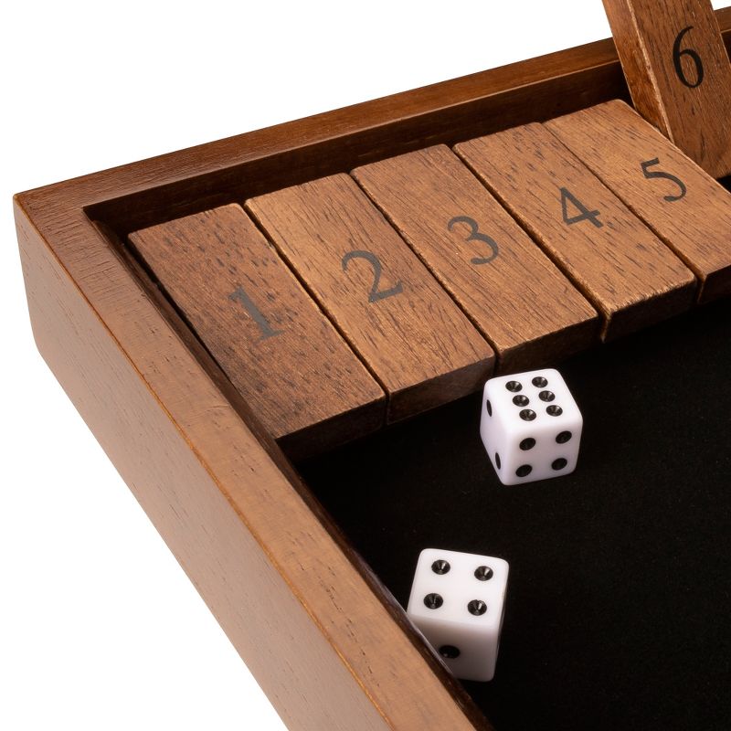 WE Games 12 Number Shut the Box Board Game, Walnut Stained Wood, 13.5 in., 6 of 10