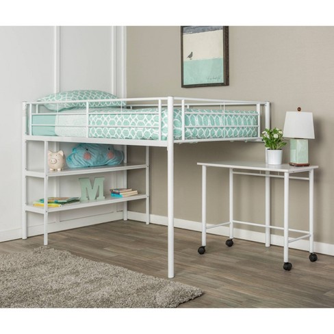 Twin Premium Metal Low Loft Bed With Desk Saracina Home Target