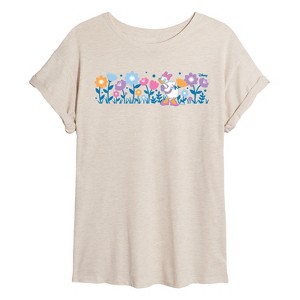 Women's - Disney - Daisy Flowers Oversized Graphic T-Shirt - 1 of 4