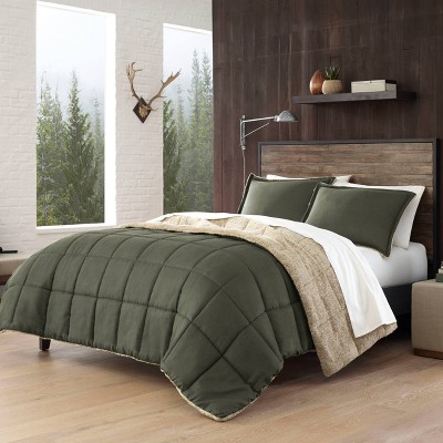 Twin Green Microfiber Down Alternative Reversible Comforter Set