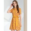 INSPIRE CHIC Women's Short Sleeve Contrast Collar Belted Floral Shirt Dress - 2 of 4
