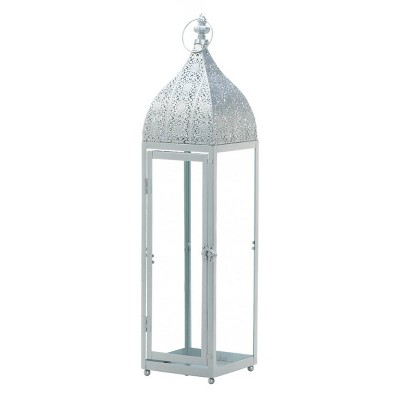 Iron Moroccan Style Outdoor Lantern Silver - Zingz & Thingz
