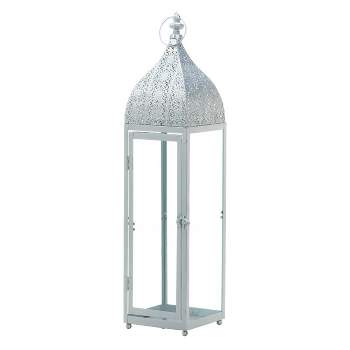 24" Iron Moroccan Style Outdoor Lantern Silver - Zingz & Thingz