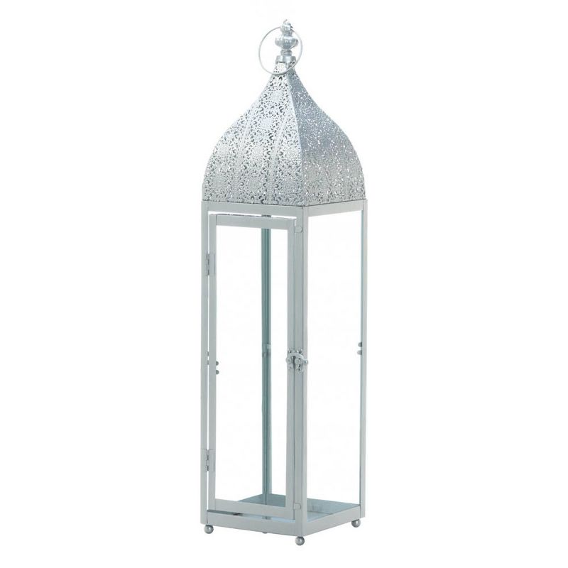 24&#34; Iron Moroccan Style Outdoor Lantern Silver - Zingz &#38; Thingz, 1 of 6