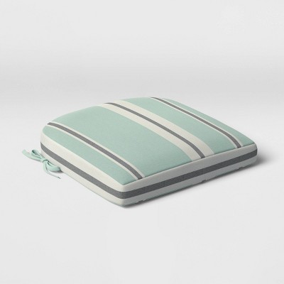 Woven Stripe Outdoor Rounded Seat Cushion DuraSeason Fabric™ Aqua - Threshold™