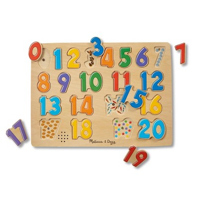 Melissa & Doug Self-correcting Wooden Number Puzzles With Storage Box 40pc  : Target