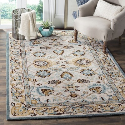 Peacock Blue Hand-Tufted Wool Rectangular Area Rug