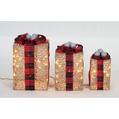 Everstar Set Of 3 UL Gift Box Sculpture, Gold