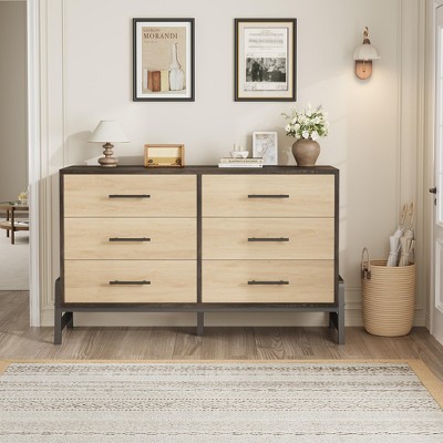 homfan 6 Dresser for Bedroom, 52" Tall Dresser, Tall Drawer with Storage Freestanding, Wooden Closet Storage Chest for Living Room, Bedroom,Entryway