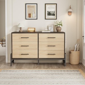 Garvee 6 Drawer Dresser for Bedroom, Wide Wooden Storage Chest with Deep Drawers and Cabinet Legs, Modern Freestanding Organizer - 1 of 4