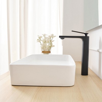 Matte Black Tall Single Handle Vessel Sink Faucet