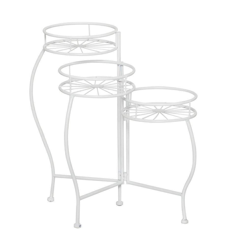 Photos - Plant Stand 21.45" Transitional Metal Planter Stand White - Olivia & May