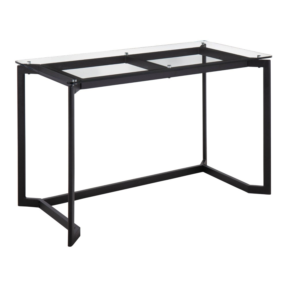 Masters Modern Computer Desk Steel/Glass Black/Clear - LumiSource: Mid-Century Style, Tempered Surface, No Storage