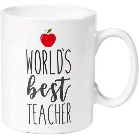 Blue Panda Large World's Best Teacher Coffee Mug White Ceramic Cup