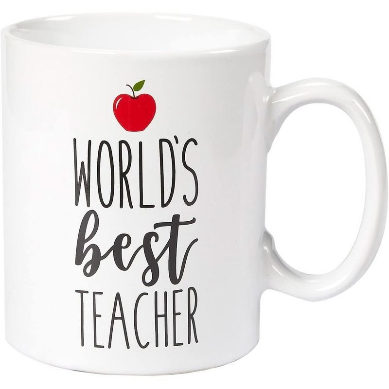 Blue Panda Large World's Best Teacher Coffee Mug White Ceramic Cup - Novelty Appreciation Gift for Teachers, Women, Men (16 oz), 1 of 5