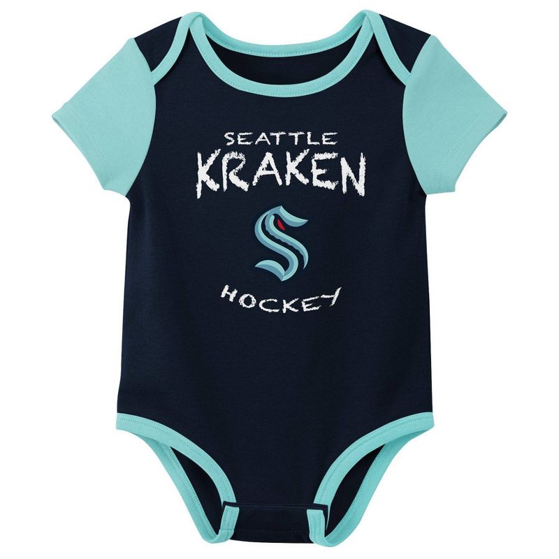 NHL Seattle Kraken Infant Boys&#39; 3pk Bodysuit, 4 of 5