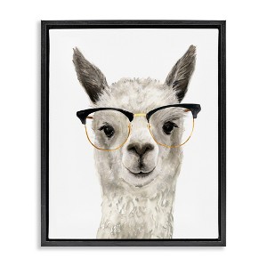 Stupell Industries Hipster Llama In Glasses Floating Frame Canvas Art - 1 of 4
