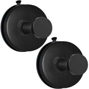 LunaLulinlk Vacuum Metal Suction Cup Hooks Stainless Steel Shower Holder Hanger for Bathroom(Black 2pcs) - 1 of 4