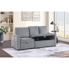 Oswin 70"W Gray Polyester Sofa with Polyesterll-Out Chaise, Underseat Storage, Side Pocket - 4 of 4