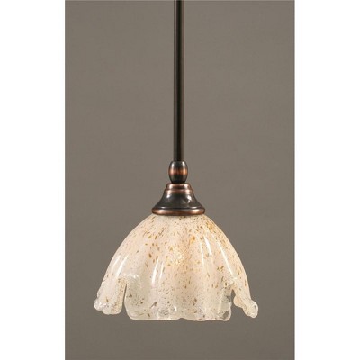 Toltec Lighting Any 1 - Light Pendant in  Black Copper with 7" Gold Ice Shade