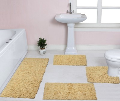 Bell Flower Collection Cotton Floral Pattern Tufted Bath Rug Set Pack of 4 - Home Weavers
