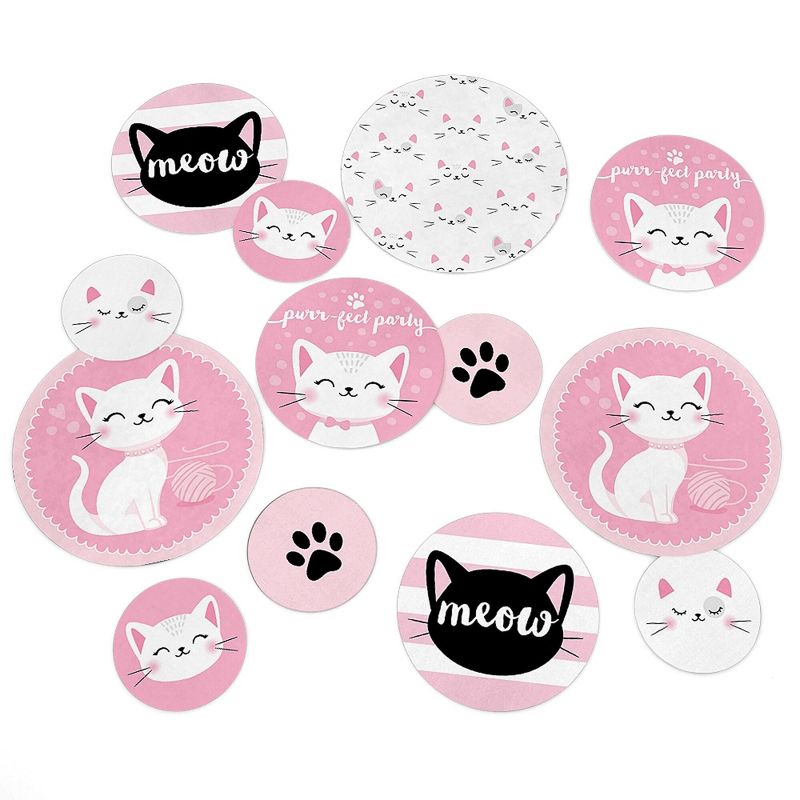 Big Dot of Happiness Purr-fect Kitty Cat - Kitten Meow Baby Shower or Birthday Party Giant Circle Confetti - Party Décor - Large Confetti 27 Count, 1 of 8