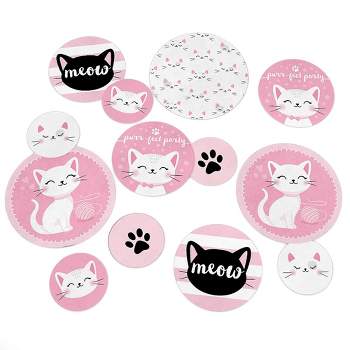 Big Dot of Happiness Purr-fect Kitty Cat - Kitten Meow Baby Shower or Birthday Party Giant Circle Confetti - Party Décor - Large Confetti 27 Count