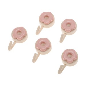 Unique Bargains Utility Floral Cutout Hook Flower with White Hook 1.97"x1.18" 5 Pcs - 1 of 4