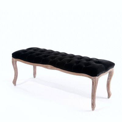 Tufted Black Velvet Bench - Black Velvet - Christopher Knight Home