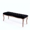 Tufted Black Velvet Bench - Christopher Knight Home: Rubberwood Frame, Cushioned, for Living Room & Bedroom - 4 of 4