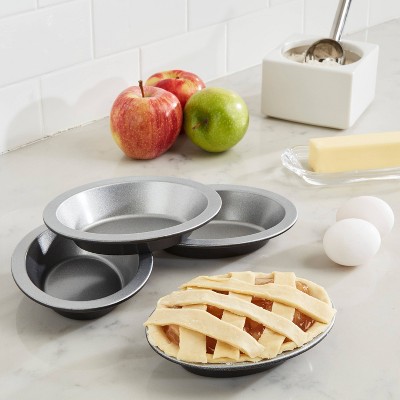 Mini Nonstick Steel Gray Oval Pie Dish Set (4 Pieces)